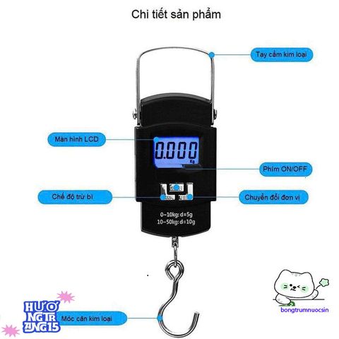 Cân Mini Điện Tử Cầm Tay 50kg Có Móc Treo và Thước Đo - Đo Lường Chính Xác Hành Lý và Hàng Hóa Tiện Dụng