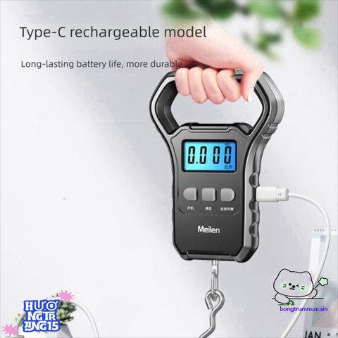 Cân điện tử BANGSHE 50kg có màn hình LED sạc USB - Cân treo mini cho hành lý, cá và du lịch - Tiện lợi, nhỏ gọn, dễ sử dụng
