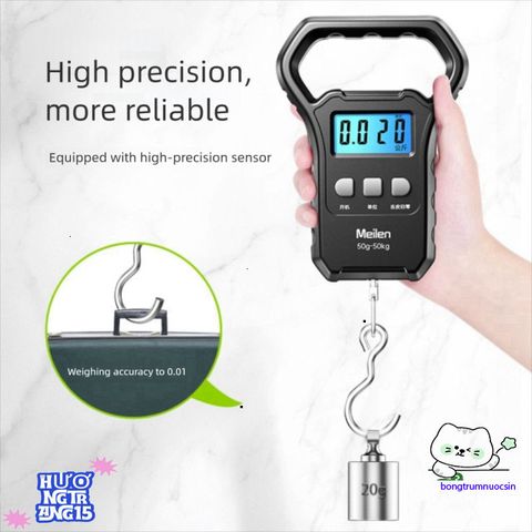 Cân điện tử BANGSHE 50kg có màn hình LED sạc USB - Cân treo mini cho hành lý, cá và du lịch - Tiện lợi, nhỏ gọn, dễ sử dụng