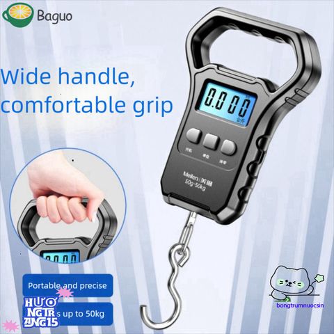 Cân Điện Tử Mini BAGUO 50kg - Cân Hành Lý và Câu Cá Kỹ Thuật Số Tiện Lợi, Sạc USB, Đèn Nền