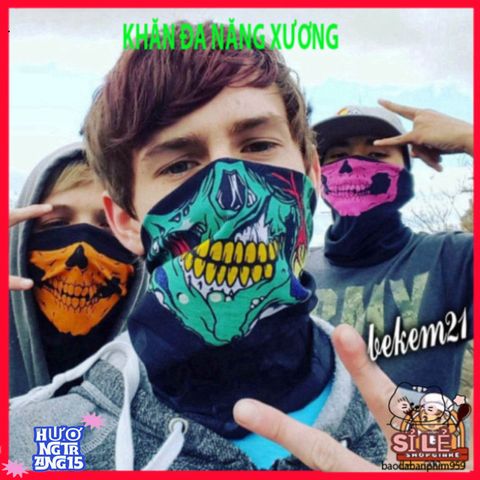 Khăn Đa Chức Năng Hình Đầu Lâu Xương Xanh Gradient - Phụ Kiện Thời Trang Mùa Hè, Vải Lanh Mát Mẻ và Co Giãn, Thoải Mái và Độc Đáo