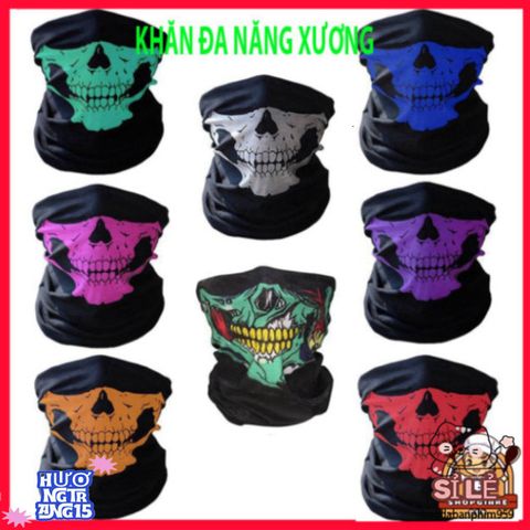 Khăn Đa Chức Năng Hình Đầu Lâu Xương Xanh Gradient - Phụ Kiện Thời Trang Mùa Hè, Vải Lanh Mát Mẻ và Co Giãn, Thoải Mái và Độc Đáo