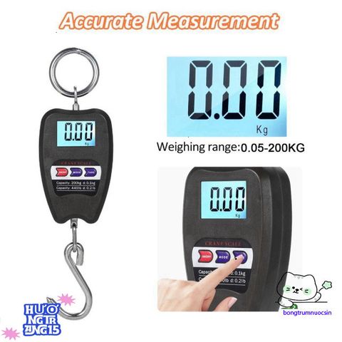 Cân Móc Điện Tử LIUJIR 200KG - Cân Kỹ Thuật Số Đa Năng Màn Hình LCD Chính Xác, Dùng Trong Gia Đình và Du Lịch