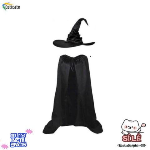 Bộ Áo Choàng và Mũ Phù Thủy Halloween êm Ái - Phụ Kiện Hóa Trang Cho Dịp Lễ Hội, Diễn Xuất, và Sự Kiện Nghệ Thuật