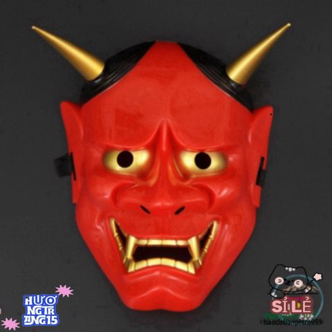 Mặt Nạ Oni Noh Hannya Halloween - Phụ Kiện Hóa Trang Quỷ Hai Sừng Độc Đáo Cho Tiệc Tùng và Chụp Ảnh