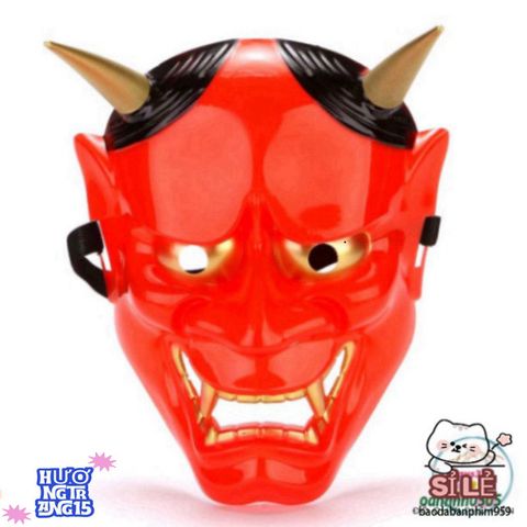Mặt Nạ Oni Noh Hannya Halloween - Phụ Kiện Hóa Trang Quỷ Hai Sừng Độc Đáo Cho Tiệc Tùng và Chụp Ảnh