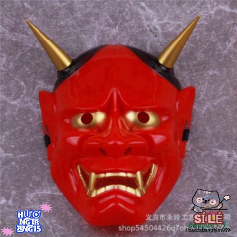 Mặt Nạ Oni Noh Hannya Halloween - Phụ Kiện Hóa Trang Quỷ Hai Sừng Độc Đáo Cho Tiệc Tùng và Chụp Ảnh