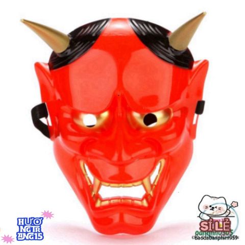 Mặt Nạ Oni Noh Hannya Halloween - Phụ Kiện Hóa Trang Quỷ Hai Sừng Độc Đáo Cho Tiệc Tùng và Chụp Ảnh