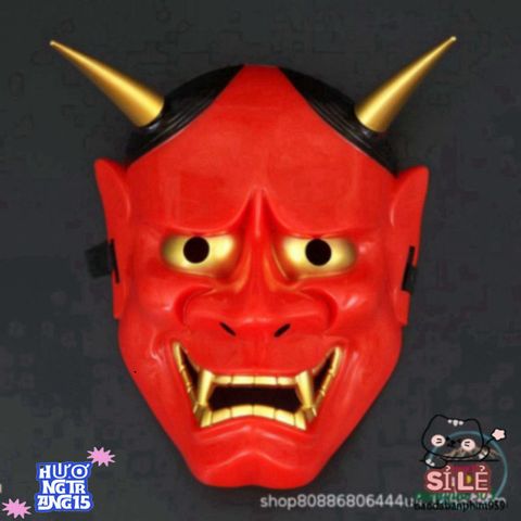 Mặt Nạ Oni Noh Hannya Halloween - Phụ Kiện Hóa Trang Quỷ Hai Sừng Độc Đáo Cho Tiệc Tùng và Chụp Ảnh
