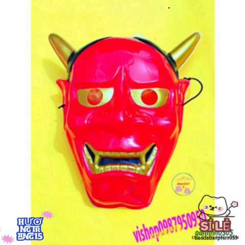 Mặt Nạ Oni Noh Hannya Halloween - Phụ Kiện Hóa Trang Quỷ Hai Sừng Độc Đáo Cho Tiệc Tùng và Chụp Ảnh