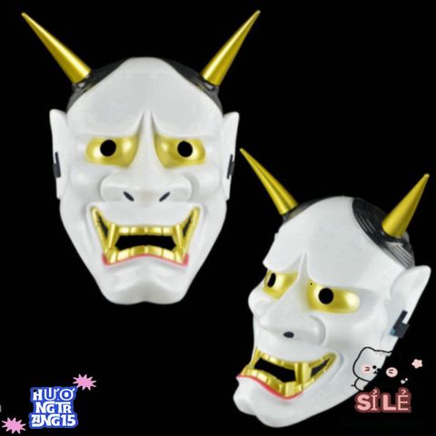 Mặt Nạ Hóa Trang Oni Noh Hannya - Biểu Tượng Quỷ Vương 2 Sừng Độc Đáo Cho Halloween và Tiệc Hóa Trang