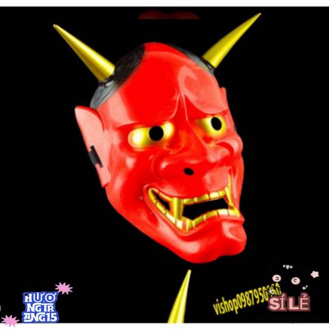 Mặt Nạ Hóa Trang Oni Noh Hannya - Biểu Tượng Quỷ Vương 2 Sừng Độc Đáo Cho Halloween và Tiệc Hóa Trang