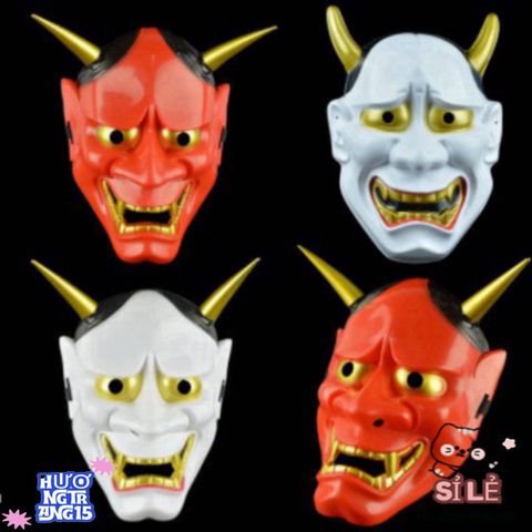 Mặt Nạ Hóa Trang Oni Noh Hannya - Biểu Tượng Quỷ Vương 2 Sừng Độc Đáo Cho Halloween và Tiệc Hóa Trang