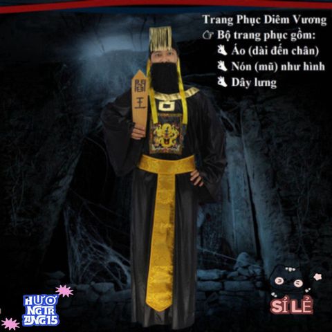Bộ Trang Phục Halloween Cương Thi Hắc Bạch và Diêm Vương Dành Cho Người Lớn - Thời Trang Hóa Trang Bí Ẩn, Độc Đáo, Phù Hợp Cho Sự Kiện Cosplay