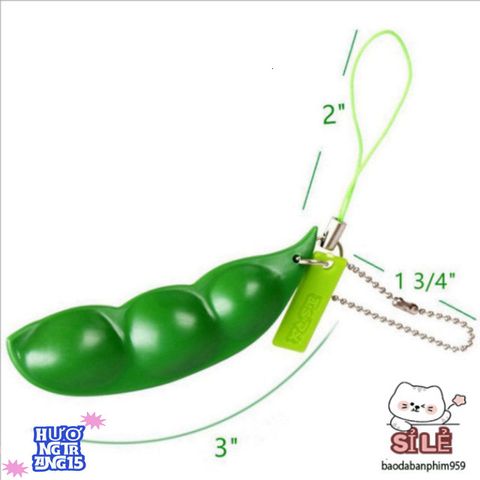 Bộ 2 Móc Chìa Khóa Hạt Đậu Xanh Lá Đáng Yêu - Phụ Kiện Giảm Căng Thẳng, Quà Tặng Dễ Thương Cho Nam Nữ