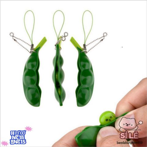 Bộ 2 Móc Chìa Khóa Hạt Đậu Xanh Lá Đáng Yêu - Phụ Kiện Giảm Căng Thẳng, Quà Tặng Dễ Thương Cho Nam Nữ