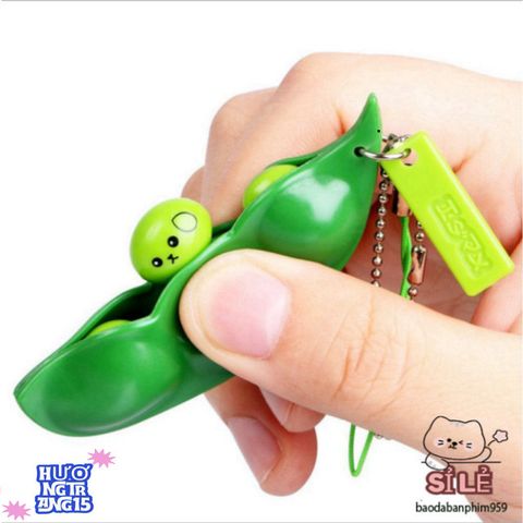 Bộ 2 Móc Chìa Khóa Hạt Đậu Xanh Lá Đáng Yêu - Phụ Kiện Giảm Căng Thẳng, Quà Tặng Dễ Thương Cho Nam Nữ