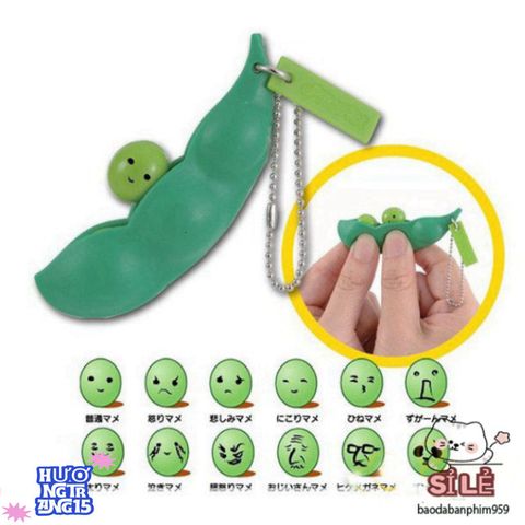 Bộ 2 Móc Chìa Khóa Hạt Đậu Xanh Lá Đáng Yêu - Phụ Kiện Giảm Căng Thẳng, Quà Tặng Dễ Thương Cho Nam Nữ
