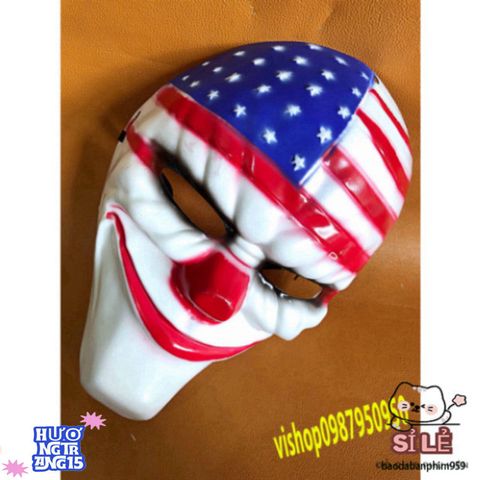 Mặt Nạ Hề Mũi Đỏ PAYDAY Cờ Mỹ - Phụ Kiện Halloween & Trung Thu Độc Đáo Cho Bữa Tiệc Barbershop