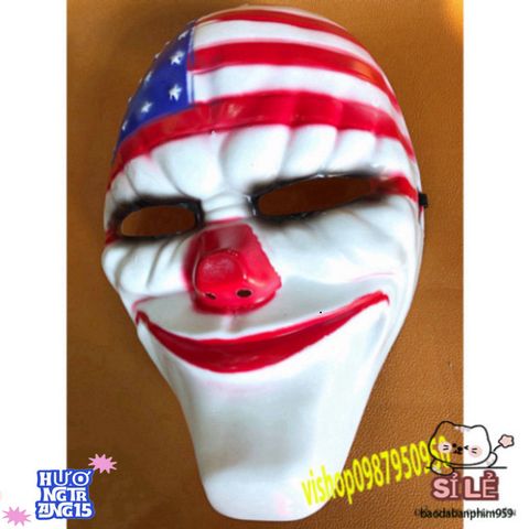 Mặt Nạ Hề Mũi Đỏ PAYDAY Cờ Mỹ - Phụ Kiện Halloween & Trung Thu Độc Đáo Cho Bữa Tiệc Barbershop