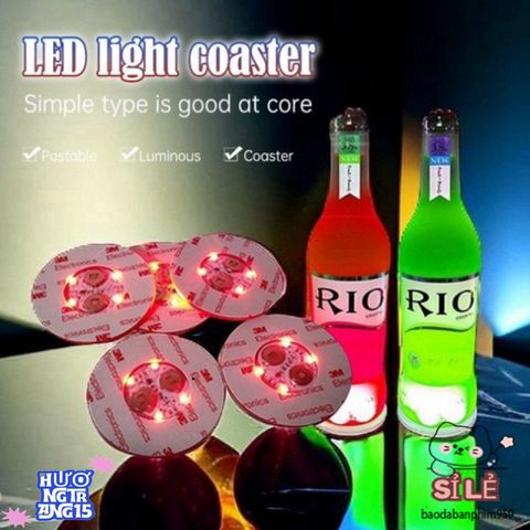 Đèn LED Phát Sáng Coaster Nhấp Nháy - Đế Lót Ly Thủy Tinh Nhiều Màu Sắc Cho Tiệc Tùng và Dịp Đặc Biệt