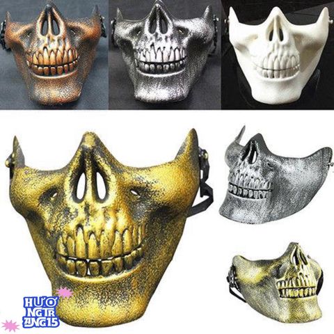 Mặt Nạ Đầu Lâu Nửa Khuôn Mặt - Phụ Kiện Halloween Độc Đáo Dành Cho Người Lớn - Thời Trang Bữa Tiệc Cá Tính