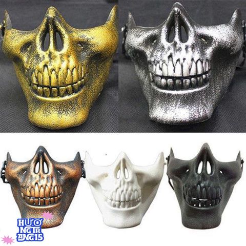 Mặt Nạ Đầu Lâu Nửa Khuôn Mặt - Phụ Kiện Halloween Độc Đáo Dành Cho Người Lớn - Thời Trang Bữa Tiệc Cá Tính