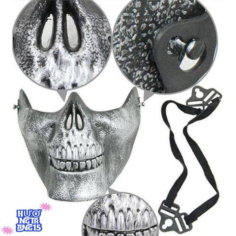 Mặt Nạ Đầu Lâu Nửa Khuôn Mặt - Phụ Kiện Halloween Độc Đáo Dành Cho Người Lớn - Thời Trang Bữa Tiệc Cá Tính