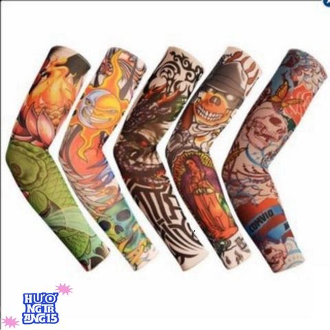 Găng Tay Xăm Hình Phong Cách Tatoo - Găng Tay Nghệ Thuật Chuyên Dụng Thun, Họa Tiết Ngẫu Nhiên, Kích Thước Tiêu Chuẩn 46cm