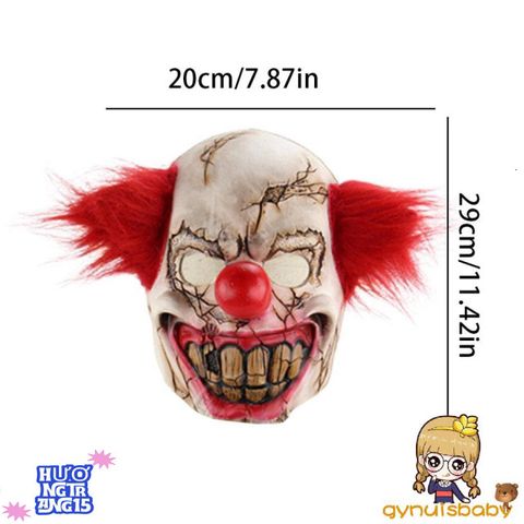 Mặt Nạ Kinh Hoàng Chú Hề - Mặt Nạ Halloween Đáng Sợ Cao Su Tự Nhiên cho Tiệc Hóa Trang và Lễ Hội Giáng Sinh