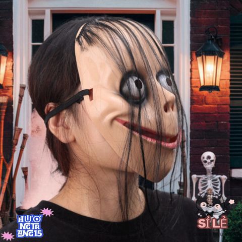 Mặt Nạ Hề Rùng Rợn - Halloween Kinh Dị Với Nụ Cười Bí Ẩn Và Mái Tóc Dài - Trang Phục Tương Thích Cho Bữa Tiệc Ma Quái