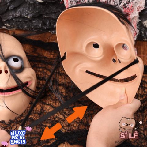 Mặt Nạ Hề Rùng Rợn - Halloween Kinh Dị Với Nụ Cười Bí Ẩn Và Mái Tóc Dài - Trang Phục Tương Thích Cho Bữa Tiệc Ma Quái