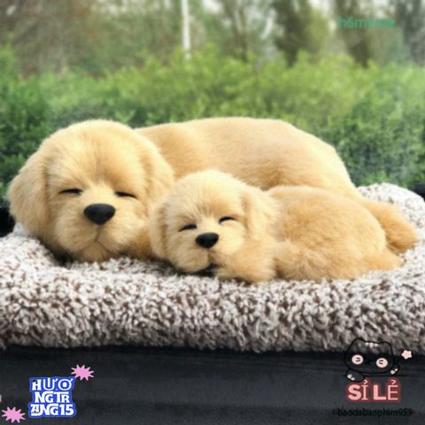 Bộ Đôi Thú Bông Cún Đôm Vàng Đen (Bố và Con) - Khử Mùi Hiệu Quả Với Than Hoạt Tính, Dễ Thương Cho Xe Ô Tô và Nhà Ở