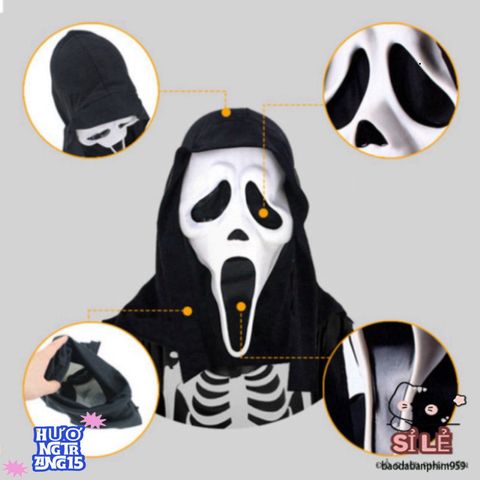 Mặt nạ Ghostface Halloween - Phụ kiện hóa trang độc đáo, nghệ thuật cho lễ hội và tiệc tùng thú vị.