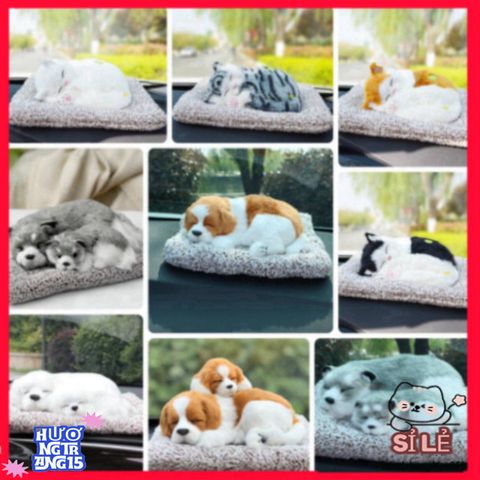 Thú Bông Dog & Cat Ngộ Nghĩnh - Âm Thanh Vui Nhộn, Trang Trí Ô Tô & Bàn Làm Việc, Lọc Khí & Khử Mùi Hiệu Quả