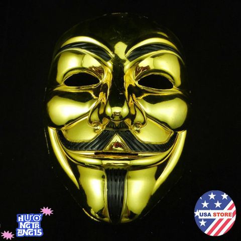 Mặt Nạ Guy Fawkes Mạ Bạc Vàng Hacker - Phụ Kiện Thời Trang Độc Đáo Cho Halloween và Các Lễ Hội, Chất Liệu Sang Trọng