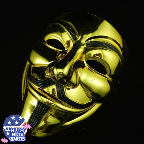 Mặt Nạ Guy Fawkes Mạ Bạc Vàng Hacker - Phụ Kiện Thời Trang Độc Đáo Cho Halloween và Các Lễ Hội, Chất Liệu Sang Trọng