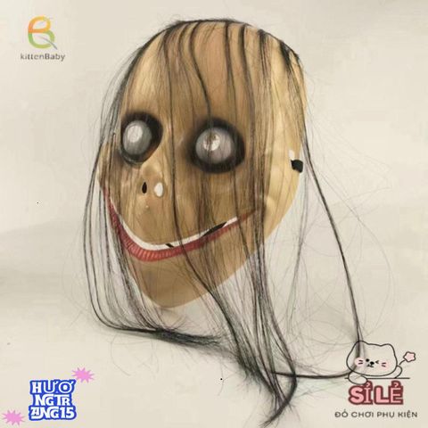 Mặt Nạ Halloween Ma Nữ MoMo - Thiết Kế Độc Đáo Với Tóc Dài và Hình Chữ V, Phụ Kiện Hóa Trang Hoàn Hảo Cho Tiệc Cosplay