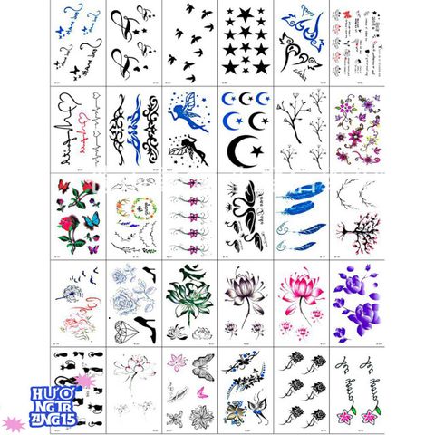 Bộ 30 Tấm Hình Xăm Dán Tatoo Mẫu T499 - Phong Cách Cá Nhân Độc Đáo, Hình Xăm Thời Trang, Quà Tặng Ý Nghĩa