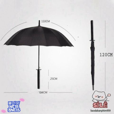 Ô Dù Samurai Katana Nhật Bản Màu Đen - Phụ Kiện Thời Trang Chống Nắng, Chắn Mưa, Độc Đáo Và Sang Trọng