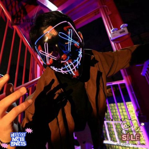 Mặt Nạ LED Neon Cyberpunk Phát Sáng - Phụ Kiện Cosplay Đậm Chất Punk Cho Halloween, Tiệc Tối & Sự Kiện Độc Đáo