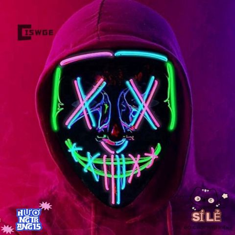 Mặt Nạ LED Neon Cyberpunk Phát Sáng - Phụ Kiện Cosplay Đậm Chất Punk Cho Halloween, Tiệc Tối & Sự Kiện Độc Đáo
