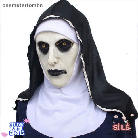 Mặt nạ Valak Cao Su Độc Đáo Cho Nữ - Trang Phục Halloween Hấp Dẫn Kèm Khăn Trùm Đầu, Thiết Kế Thân Thiện Môi Trường