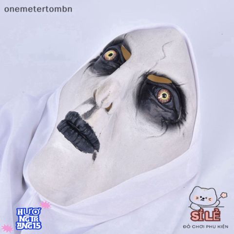 Mặt nạ Valak Cao Su Độc Đáo Cho Nữ - Trang Phục Halloween Hấp Dẫn Kèm Khăn Trùm Đầu, Thiết Kế Thân Thiện Môi Trường
