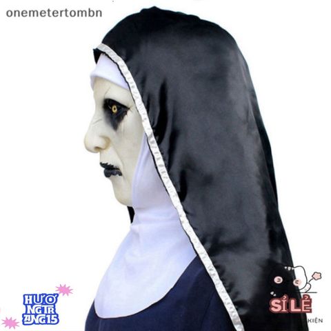 Mặt nạ Valak Cao Su Độc Đáo Cho Nữ - Trang Phục Halloween Hấp Dẫn Kèm Khăn Trùm Đầu, Thiết Kế Thân Thiện Môi Trường