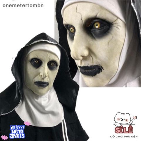 Mặt nạ Valak Cao Su Độc Đáo Cho Nữ - Trang Phục Halloween Hấp Dẫn Kèm Khăn Trùm Đầu, Thiết Kế Thân Thiện Môi Trường