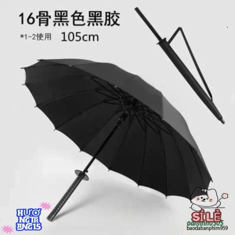 Ô Dù Katana Chống Mưa - Thiết Kế Cán Kiếm Nhật Bản 16 Nan Đen Sang Trọng, Bền Chắc và Tiện Lợi