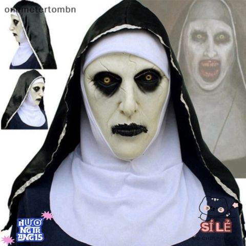 Mặt nạ Valak Cao Su Độc Đáo Cho Nữ - Trang Phục Halloween Hấp Dẫn Kèm Khăn Trùm Đầu, Thiết Kế Thân Thiện Môi Trường