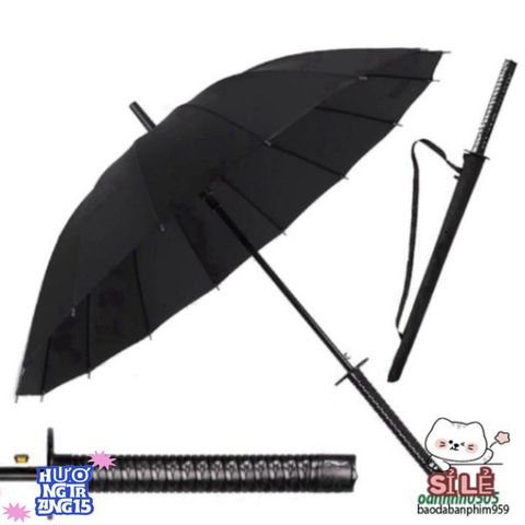Ô Dù Katana Chống Mưa - Thiết Kế Cán Kiếm Nhật Bản 16 Nan Đen Sang Trọng, Bền Chắc và Tiện Lợi