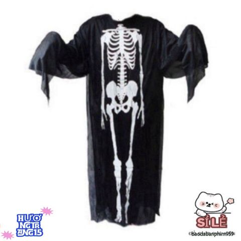 Bộ Trang Phục Xương Ma Đen Halloween Kèm Mặt Nạ - Thời Trang Hóa Trang Độc Đáo Cho Dịp Tiệc Hóa Trang
